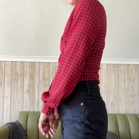 Plaid wrap top - Picture 2 of 4